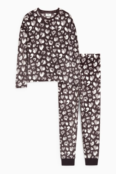 Niños - Pijama de invierno - 2 piezas - estampado - gris oscuro