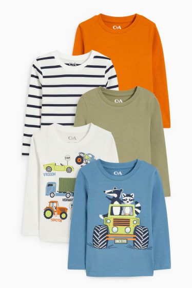 Kinderen: jongens - Set van 5 - longsleeve - blauw