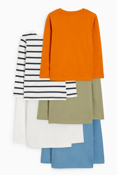 Kinderen: jongens - Set van 5 - longsleeve - blauw