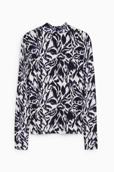 Damen - Rollkragenshirt - gemustert - cremeweiß