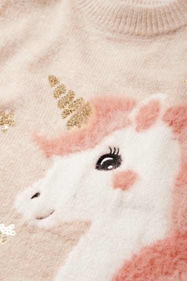 Bambini - Unicorno - set - vestito in maglia e calzamaglia - 2 pezzi - beige
