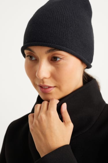 Donna - Berretto in maglia - nero