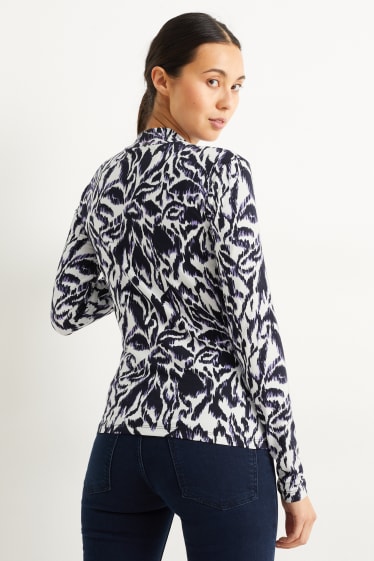 Damen - Rollkragenshirt - gemustert - cremeweiß