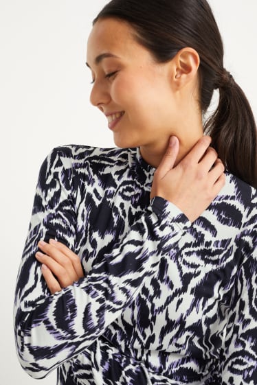 Damen - Rollkragenshirt - gemustert - cremeweiß