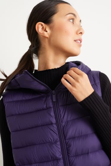 Dames - Lange bodywarmer - paars