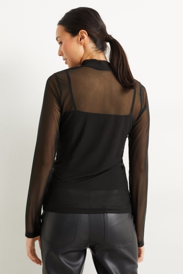 Damen - Langarmshirt - schwarz