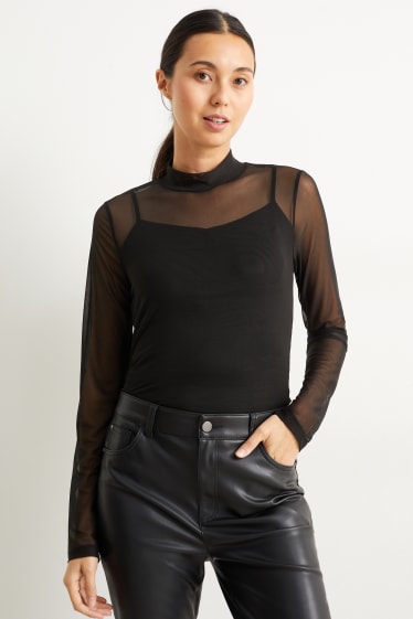 Damen - Langarmshirt - schwarz