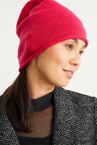 Femmes - Bonnet en maille - rose foncé