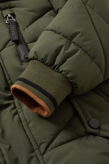 Niños - Chaqueta acolchada con capucha - verde oscuro