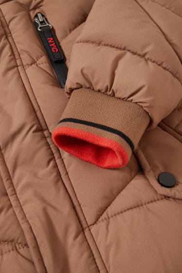 Children - Quilted jacket with hood - brown