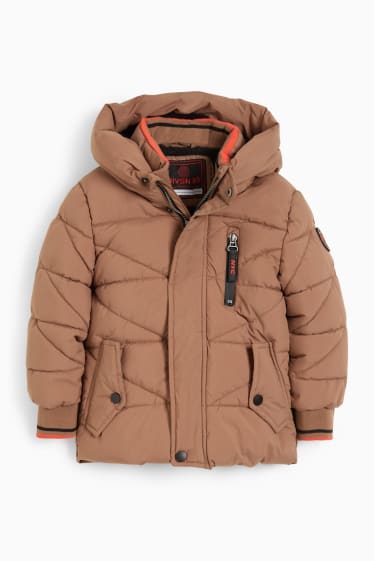 Kinder - Steppjacke mit Kapuze - braun