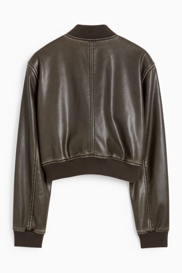 Women - CLOCKHOUSE - cropped jacket - faux leather - dark brown