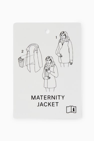 Kobiety - Pikowany płaszcz ciążowy z kapturem i wstawką na niemowlę - kaki