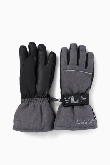 Kinder Jungen - Ski-Handschuhe - wasserdicht - grau-melange