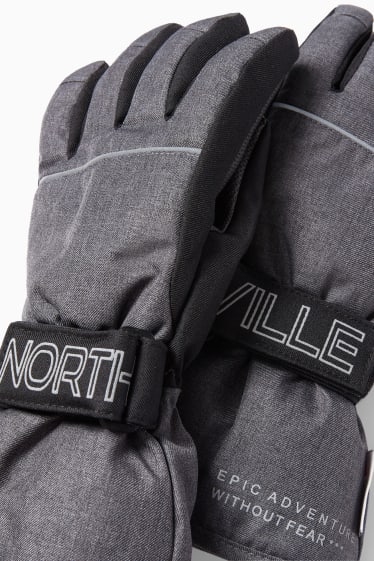 Kinder Jungen - Ski-Handschuhe - wasserdicht - grau-melange