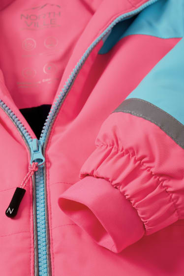 Enfants filles - Combinaison de ski à capuche - rose fluo