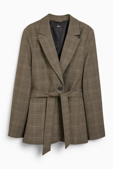 Dames - Blazer - relaxed fit - geruit - beige