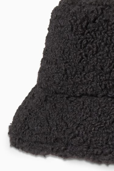 Dames - CLOCKHOUSE - hoed van teddybont - zwart