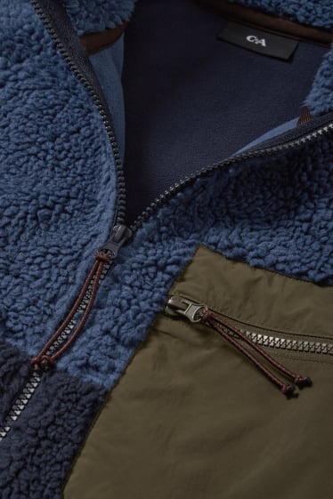 Men - Teddy fur jacket - THERMOLITE® - dark blue