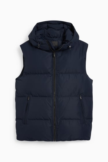 Heren - Donzen bodywarmer met capuchon - donkerblauw