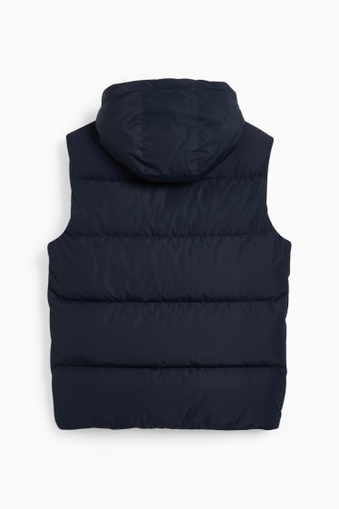 Men - Down gilet with hood - dark blue