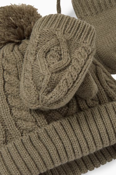 Nadó nen - Conjunt - gorra i manyoples per a nadó - 2 peces - trenat - verd