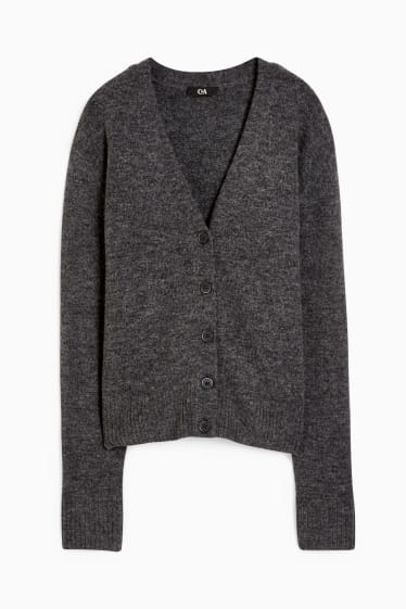 Damen - Basic-Strickjacke - dunkelgrau