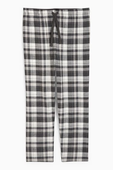 Hommes - Pantalon de pyjama en flanelle - à carreaux - gris