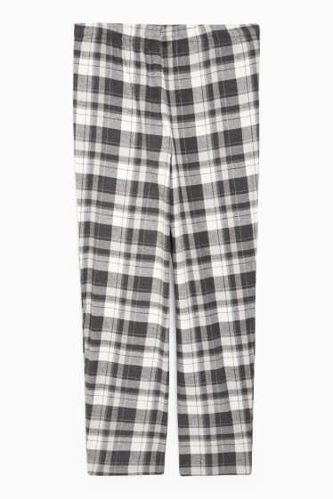 Hommes - Pantalon de pyjama en flanelle - à carreaux - gris