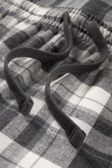 Hommes - Pantalon de pyjama en flanelle - à carreaux - gris