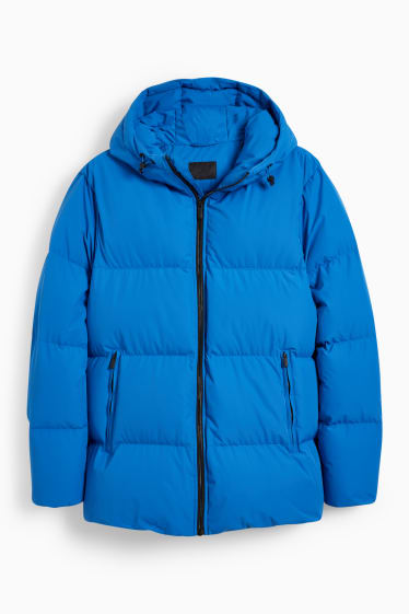 Herren - Daunenjacke mit Kapuze - blau