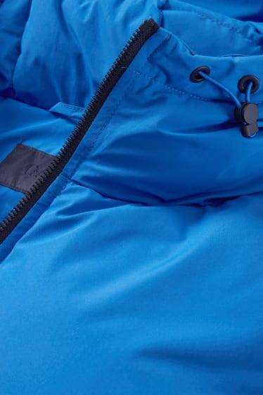Pánské - Péřová bunda s kapucí - modrá