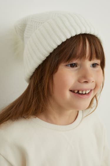 Copii - Căciulă tricotată - alb