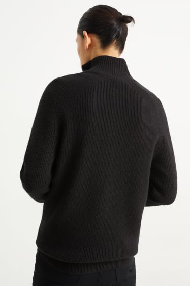 Herren - Pullover mit Kaschmir-Anteil - Woll-Mix - schwarz