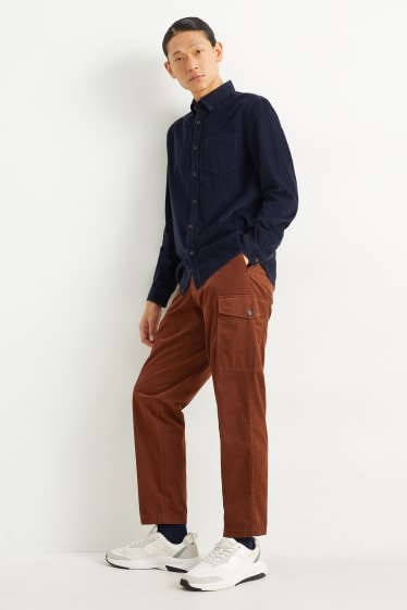 Men - Corduroy cargo trousers - regular fit - brown