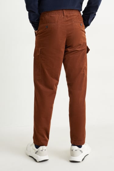 Heren - Corduroy cargobroek - regular fit - bruin