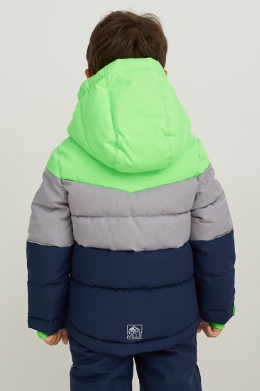 Enfants garçons - Veste de ski à capuche - vert fluo