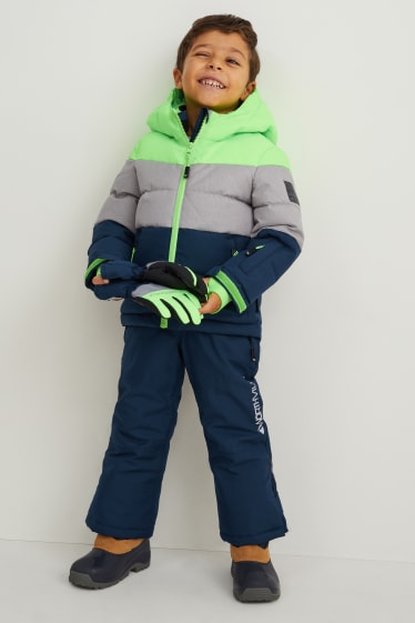 Enfants garçons - Veste de ski à capuche - vert fluo