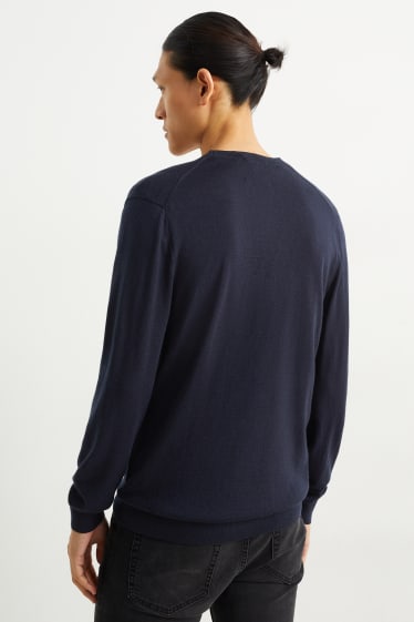 Herren - Merino-Strickjacke - dunkelblau
