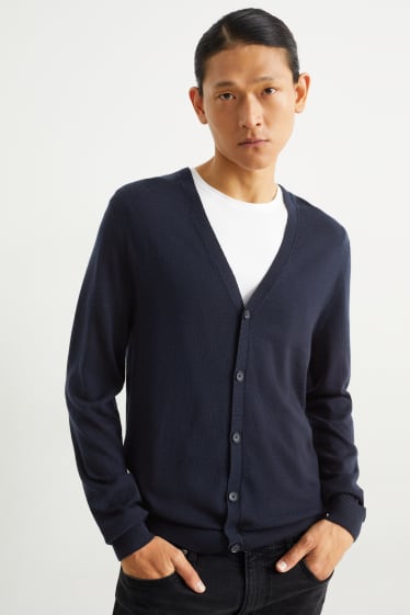 Herren - Merino-Strickjacke - dunkelblau