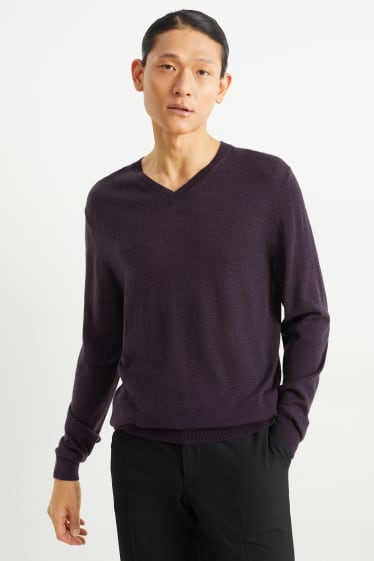 Men - Merino jumper - purple