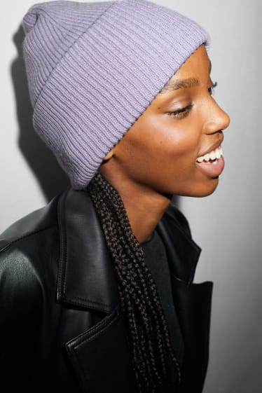 Femmes - CLOCKHOUSE - bonnet en maille - violet clair