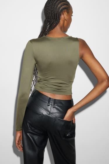 Women - CLOCKHOUSE - cropped long sleeve top - dark green