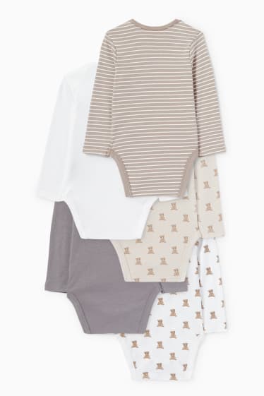 Bébés - Lot de 5 - bodys pour bébé - beige