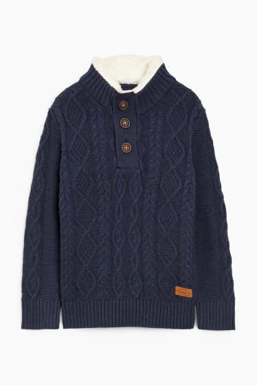 Kinderen: jongens - Trui - kabelpatroon - donkerblauw