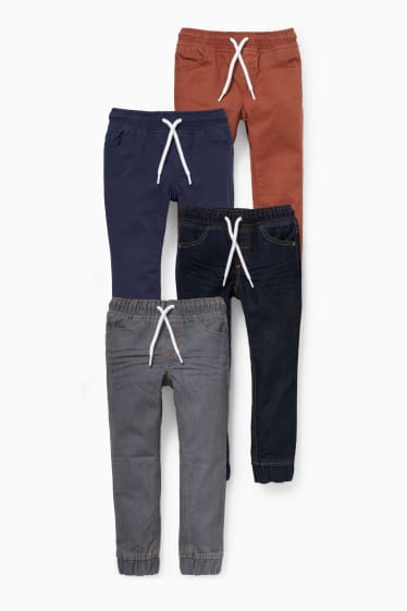 Kinderen - Set van 4 - thermojeans en thermobroek - straight fit - donkerblauw / grijs