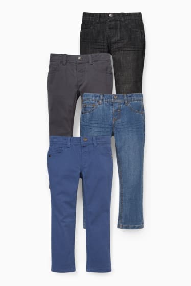 Kinder Jungen - Multipack 4er - Thermojeans und Thermohose - Slim Fit - blau / schwarz
