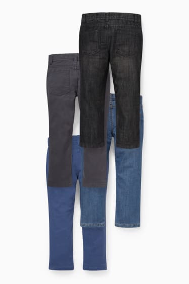 Kinderen - Set van 4 - thermojeans en thermobroek - slim fit - blauw / zwart