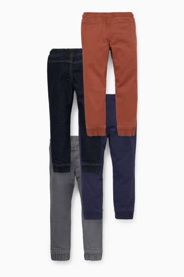 Kinder - Multipack 4er - Thermojeans und Thermohose - Straight Fit - dunkelblau / grau