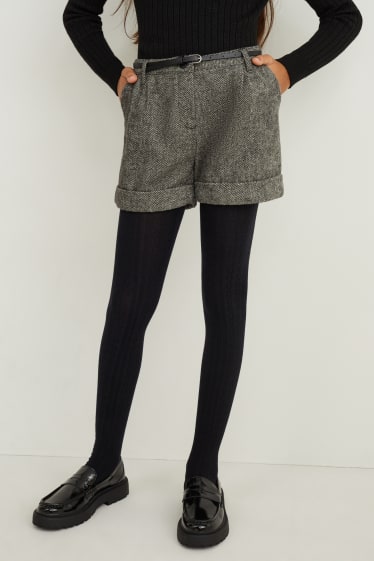 Nena - Conjunt - pantalons curts amb cinturó i leotards - 2 peces - negre